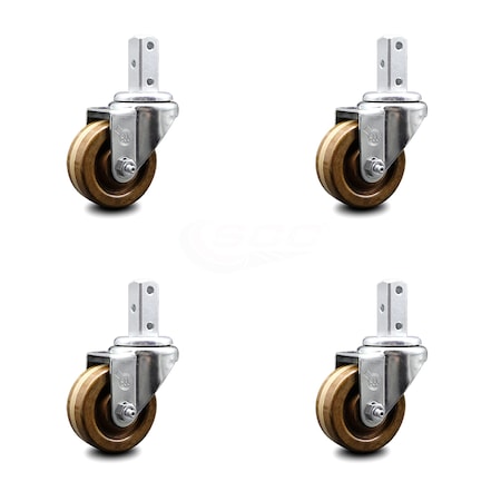 Service Caster 3 Inch High Temp Phenolic Wheel Swivel 3/4 Inch Square Stem Caster Set SCC SCC-SQ20S314-PHSHT-34-4